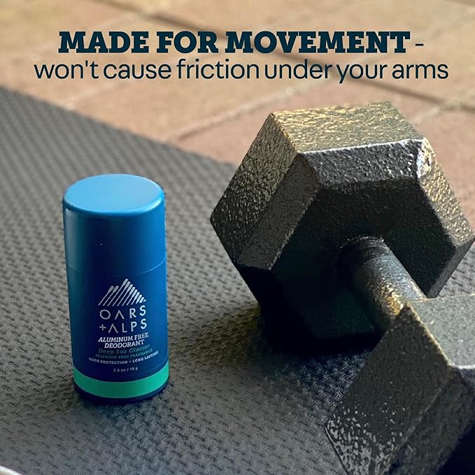 Oars + Alps Deodorant for Men & Women, Aluminum Free Deodorant for Men, Dermatologist Tested, Clean Ingredients, Non Toxic, Vegan, Long Lasting, Deep Sea Glacier, 1pk, 2.6oz