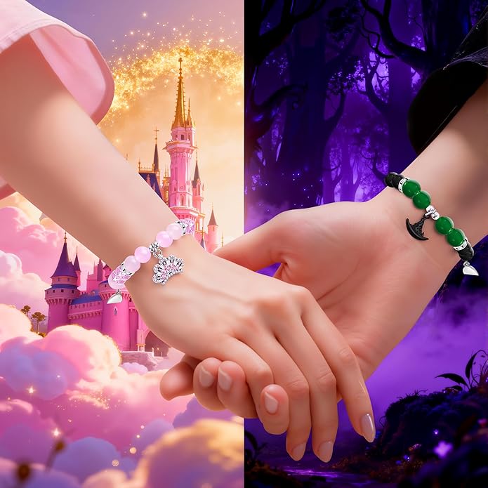 Wicked Friendship Bracelet for Women Magic Wand&Witch Hat Beaded Stretch Bracelet Wicked Gifts Fans Party Dress Costume Accessories