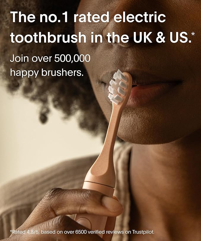 SURI Recyclable Plant-Based, Electric Toothbrush Heads - Built-in Tongue Scraper, Long Lasting Replacement Heads | Compatible Only Sonic Electric Toothbrush - Sunset Bloom, Pack of 3