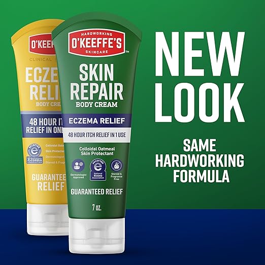 O’Keeffe’s Skin Repair Eczema Relief Body Cream, 7oz Tube (Pack of 1) – 48 Hour Itch Relief in One Use