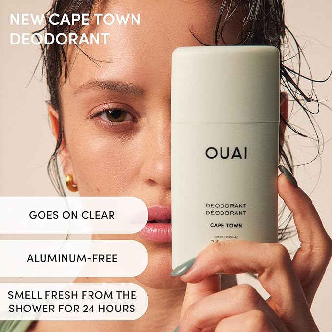 OUAI Aluminum Free Deodorant - Women's Deodorant with 24-Hour Odor Control & Invisible Application - Enriched with Notes of Wet Grass, Ginger, Basil & Green Fig - Cape Town (2.5 oz)