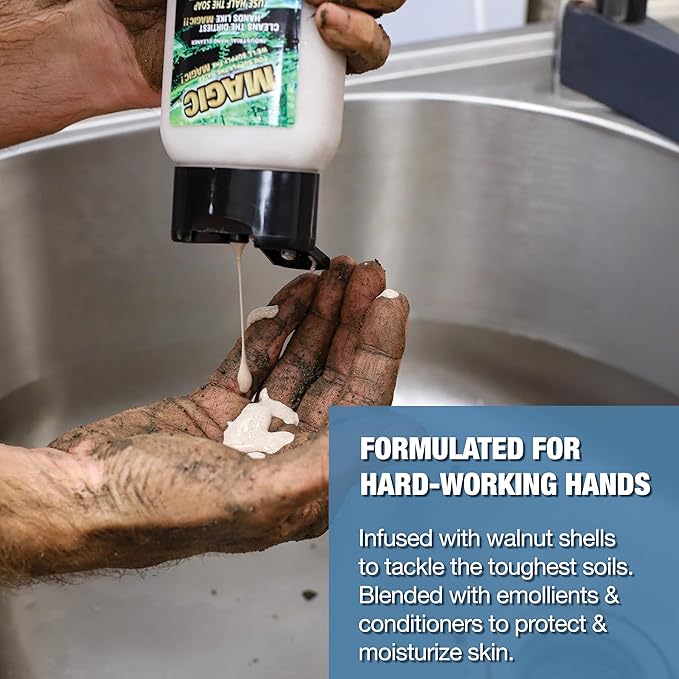 Zenex Magic Hand Soap - Industrial Hand Cleaner for Auto Mechanics | Shop Soap | Walnut Shell Scrubbers to Remove Grease, Oil, Ink & Paint | Moisturizing Ingredients | 3.55 L (4 Pack)
