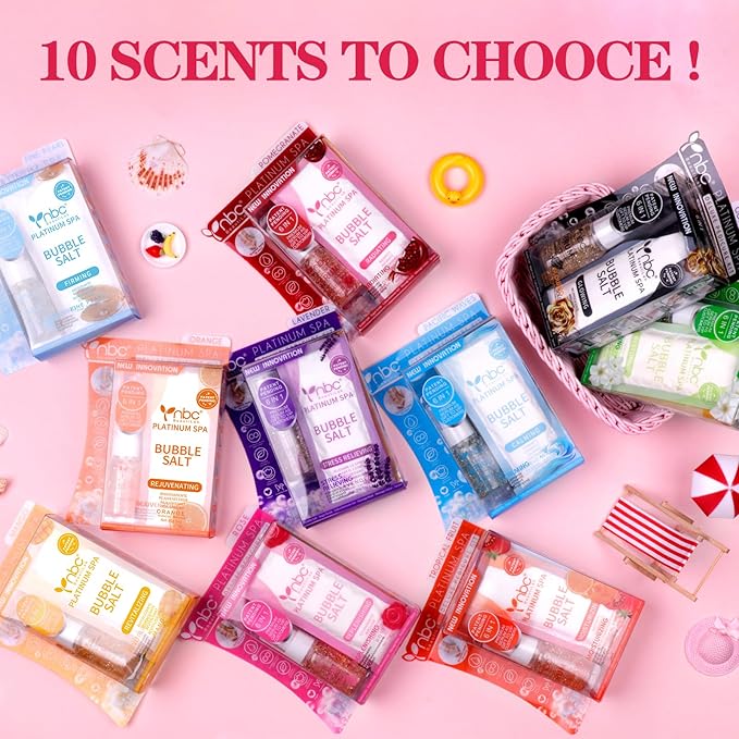 Pedicure Kit Foot Soak Set: Bubble Salt, Sugar Scrub, Massage Mask, Massage Lotion in a Box, 4 Step Foot Spa Kit for Dry Feet,Tired Feet(Lavender)