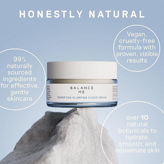 Balance Me Tripeptide Plumping Cloud Cream 1.7 fl oz, Anti Aging Moisturizer Face Cream for Hydrating & Firming with Ceramides & Hyaluronic Acid