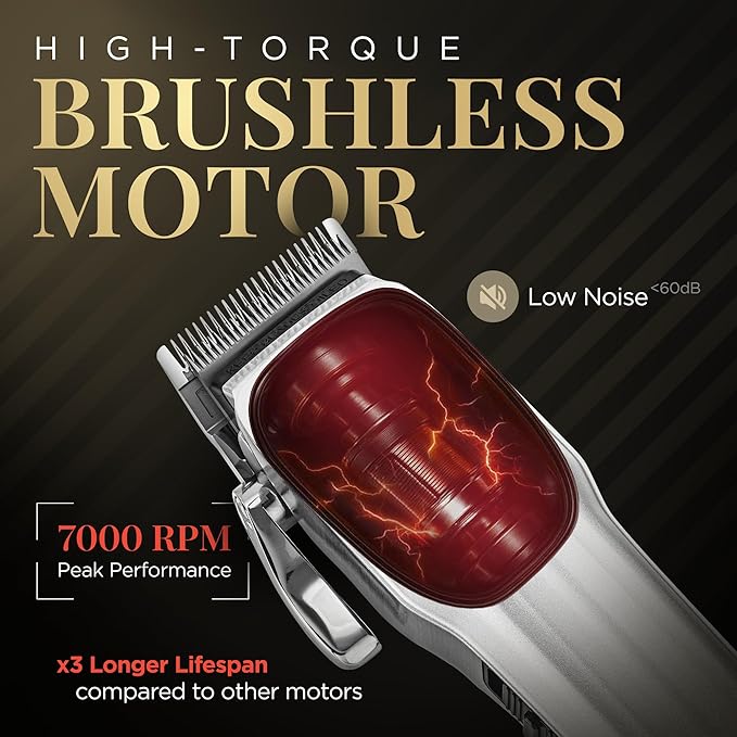 Fagaci Professional Hair Clippers for Men with Superior Precision, 5X Longer Sharpness Professional Barber Clippers Cordless with 2 Blades Fade & Taper, Brushless Motor Mens Hair Clipper Cordless Set