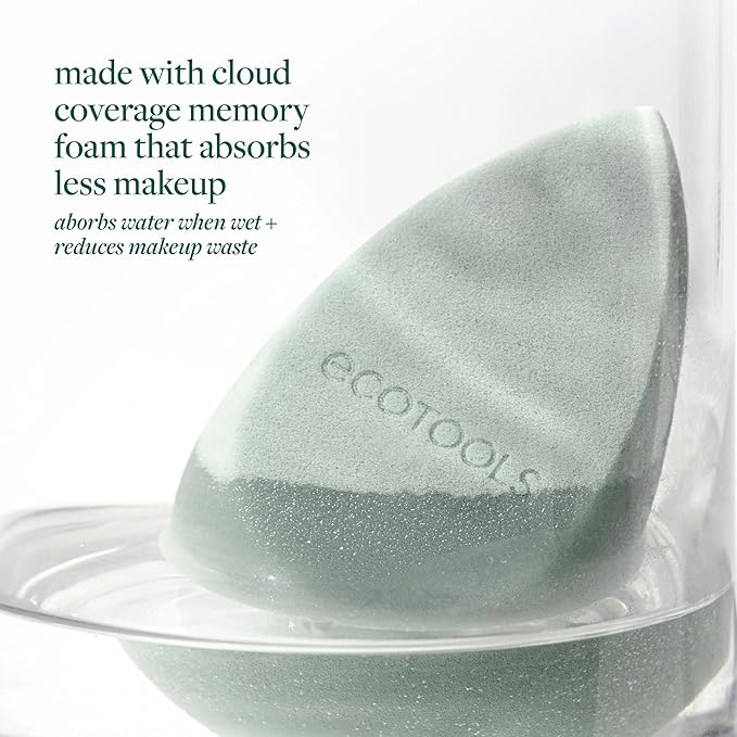 EcoTools Blurring Blender Makeup Sponge, Makeup Blending Sponge For Blurred Skin, For Liquid & Cream Foundation, Cloud Coverage Memory Foam, Eco Friendly, Latex Free, Cruelty-Free & Vegan 1 Count