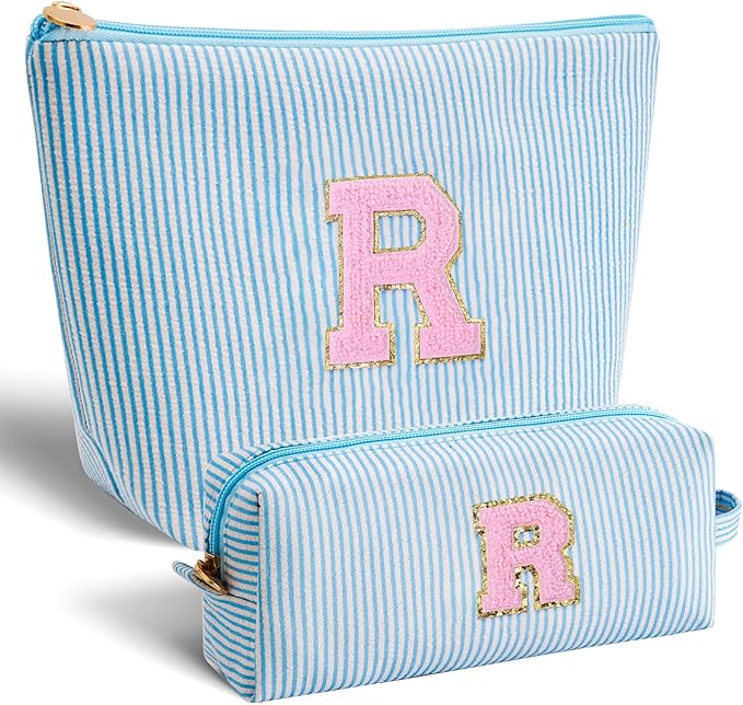 Personalized Anniversary Wife's Birthday Gifts,Mothers Day Gifts for Women,Wife Gifts from Husband,Cool Birthday Gifts for Wife,Makeup Bag Set Cosmetic Bag for Teen Girls - Blue,R