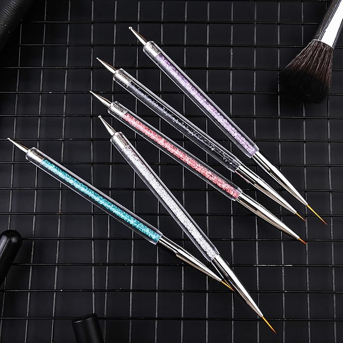 8 Pieces Designs Brushes for Nail Art Resin Palette Gel Design Nail Art Dotting Tools Nail Gel Painting Brush Mixing Palette Nail Art Equipment