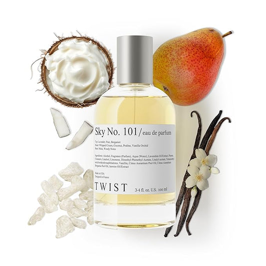 Twist Sky No. 101 - Eau De Parfum Inspired by A. Grande's Cloud, Long-Lasting Perfume For Women, Paraben Free, Vegan, Clean Ingredients, Fragrance - Spray 100 ml (3.4 fl. oz.)