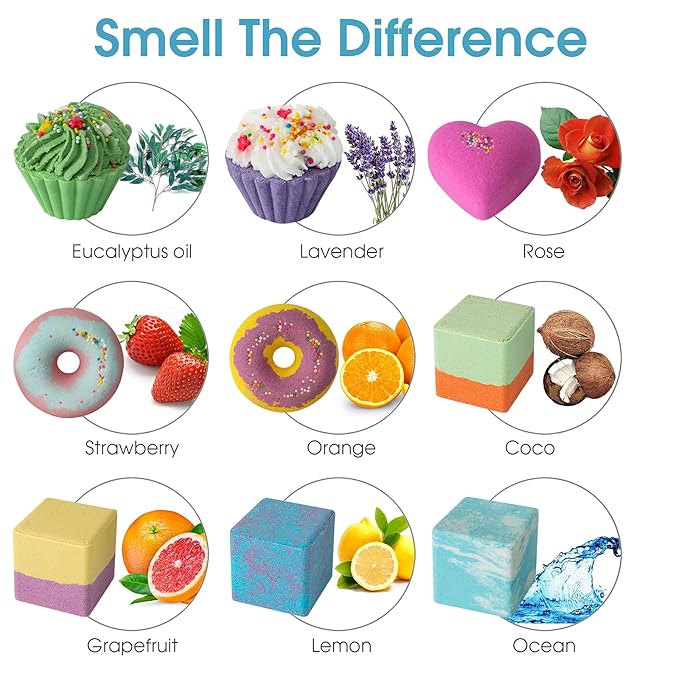 Bath Bombs for Kids, 10 Bath Bomb Gift Set, Natural Bubble Bathbombs, Shea Butter Dry Skin Moisturize, Fizzy Spa Bath for Her Mom Women Kids Girls Girlfriend, Birthday, Stocking Stuffers
