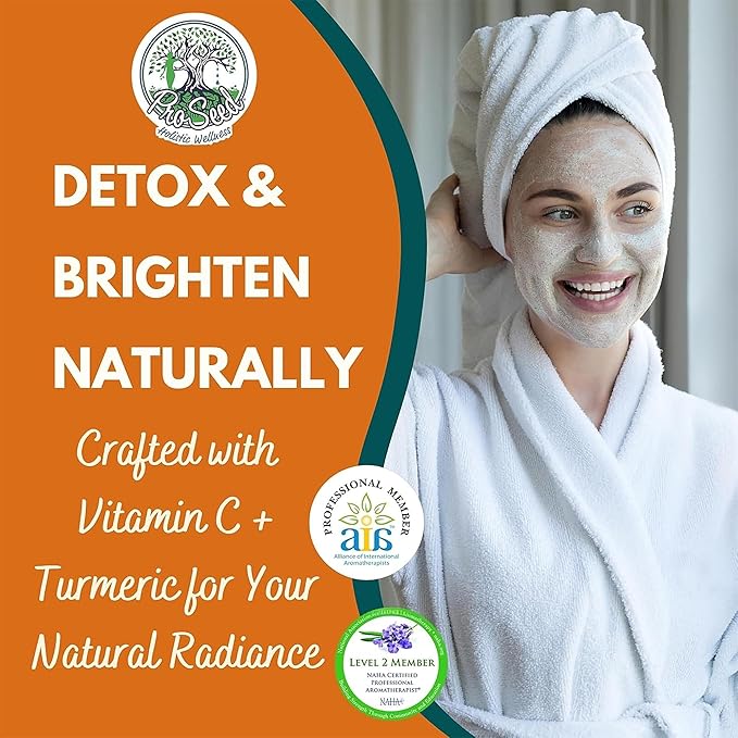 ProSeed Turmeric Vitamin C Clay Mask – Face & Body Powder Mask with Oats, Aloe & Natural Clays for Sensitive Skin, Pores, Blemish Appearance, Even Skin Tone Scarring, Dull Skin, Blackheads