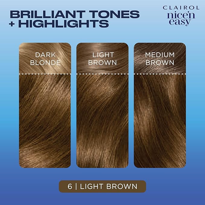 Clairol Nice'n Easy Permanent Hair Dye, 6 Light Brown Hair Color, Pack of 1