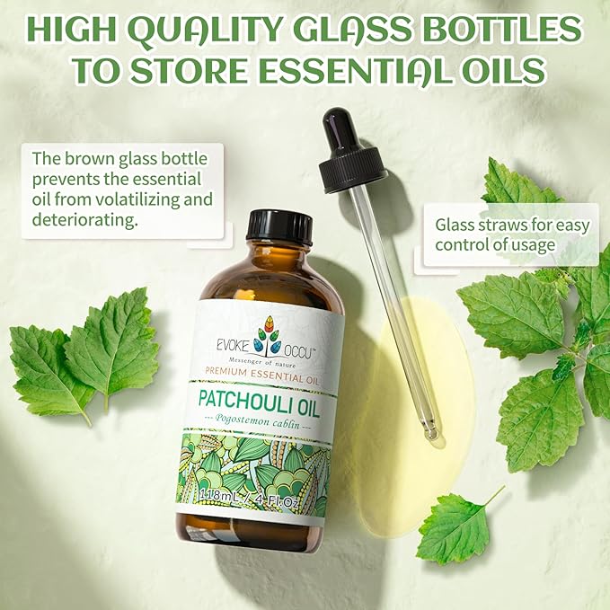 EVOKE OCCU Patchouli Essential Oil for Diffuser Skin Fragrance DIY Candle Soap Making - 4 FL Oz