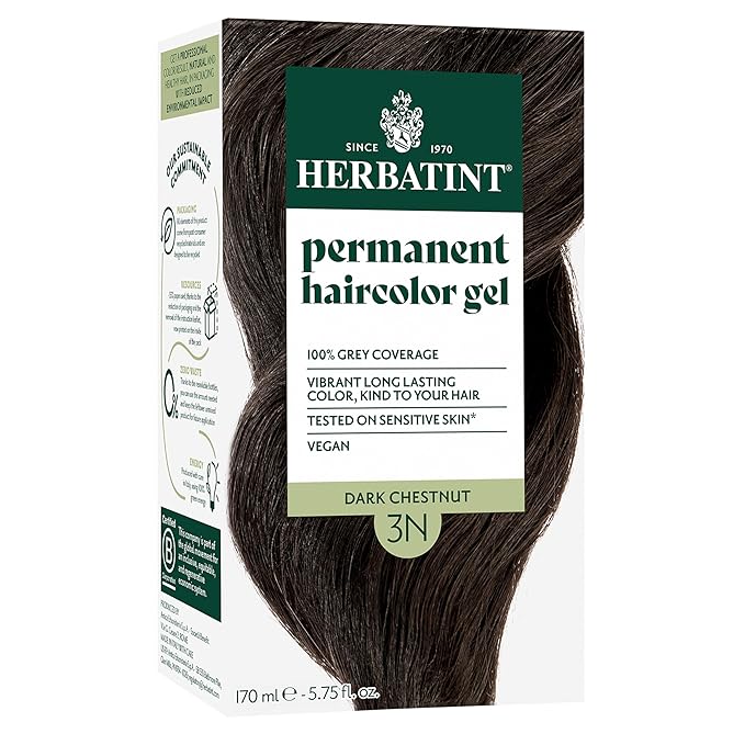 Herbatint Permanent Hair Dye For Women - 3N Dark Chestnut - For Up To 100% Gray Coverage of Resistant Gray Hair - Ammonia-Free, Alcohol-Free & Vegan - Salon Influenced Hair color 5.75 fl oz