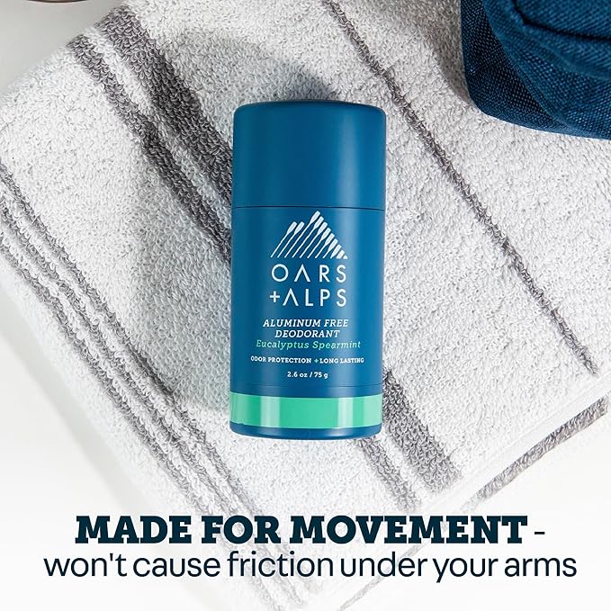 Oars + Alps Deodorant for Men & Women, Aluminum Free Deodorant for Men, Dermatologist Tested, Clean Ingredients, Vegan, Long Lasting, Odor Protection, Eucalyptus Spearmint, 1pk