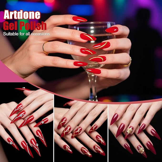 Artdone Sheer Gel Nail Polish Set Jelly UV Gel 6 Colors Translucent Milky White Pink Nude Brown Colors Nail Polish For All Seasons