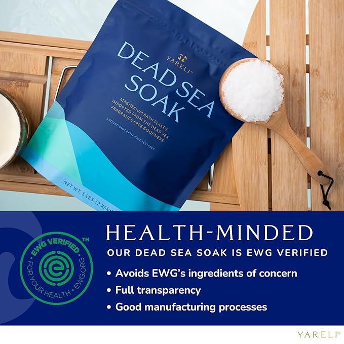 Yareli Magnesium Flakes, 15lb, Dead Sea Bath & Foot Soak, Alternative to Epsom Salt with Over 800,000mg of Magnesium Chloride Per Bag