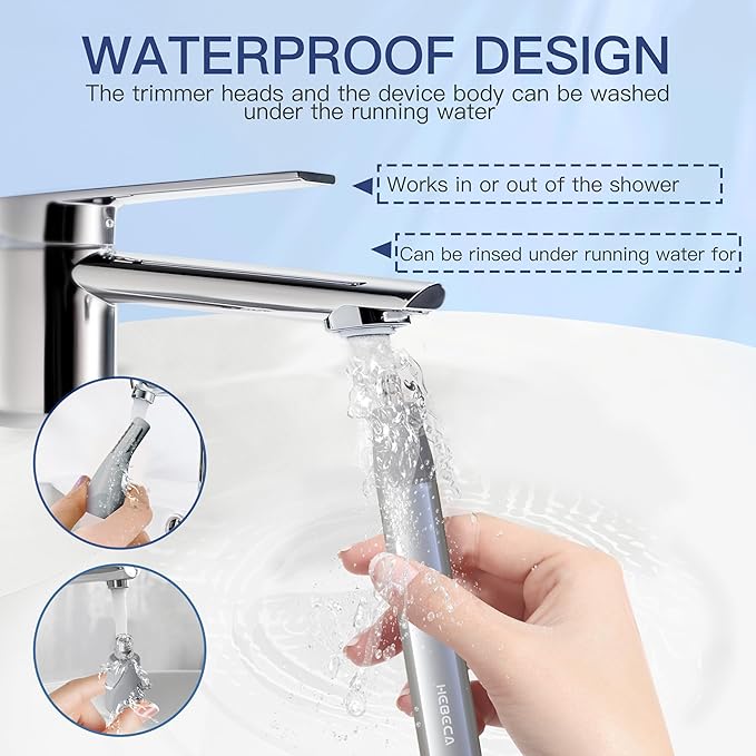 Nose Hair Trimmer for Men & Women - 2in1 Rechargeable Ear and Nasal Hair Trimmer, Waterproof Nose Clipper, Electric Eyebrow Trimmer & Facial Hair Remover Grooming Set (Silver Grey)