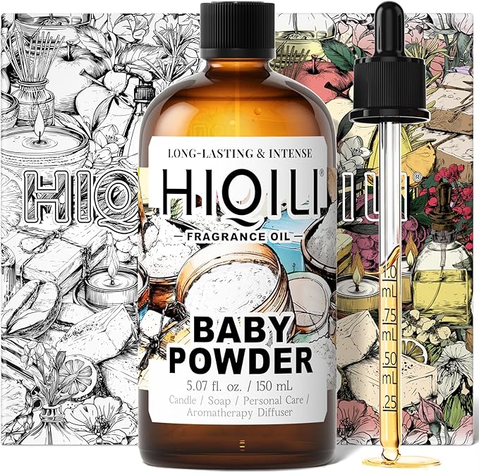 HIQILI Baby Powder Fragrance Oil - for Body Oils, Laundry Detergent, Candle, Perfumes & Soap Making, and Home Diffusers Use - 5.07 Fl Oz