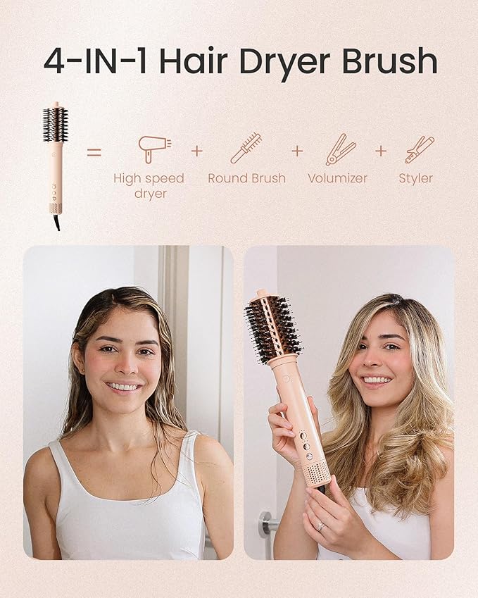 AIMIKE HyperFlow Blow Dryer Brush Replacement Attachment, Original Round Barrel with Nylon Pins and Tufted Bristles for Blow-Drying, Volumizing & Styling, 3.3'' Overall Dia (Brush Head Only)