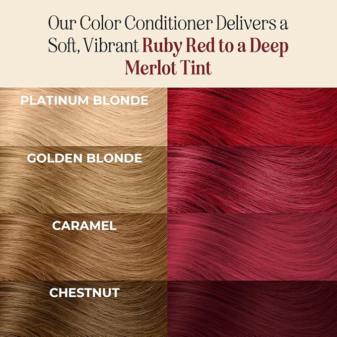 INH Semi Permanent Hair Color | Color Depositing Conditioner | Ruby Red Hair Dye | No Bleach & No Peroxide Temporary Tint for Women & Men | Vegan, Ammonia Free, & Sulfate Free | Ready to Use, 6oz