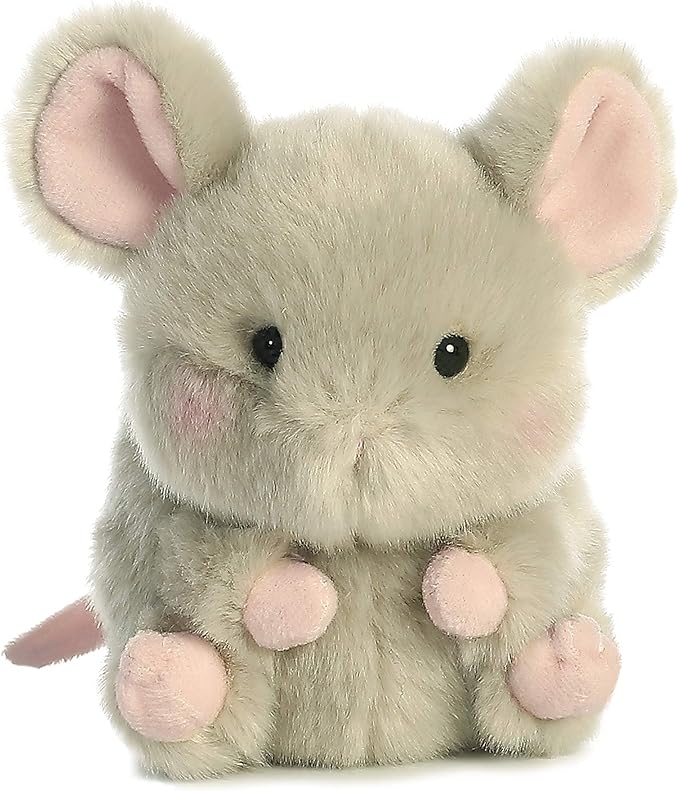 Aurora® Playful Rolly Pet™ Frisk Mouse™ Stuffed Animal - Compact Size for On-The-Go Fun - for Adults, Kids, Birthdays, and Anniversaries - Gray 5 Inches
