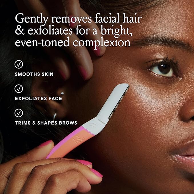 Billie - Dermaplane Starter Kit - Reusable Handle + 3 Refill Blades - Remove Facial Hair + Perfectly Shape Brows - Dermatologist-Approved - Malibu
