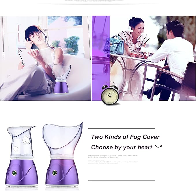 Hann Facial Steamer Professional Sinus Steam Inhaler Face Skin Moisturizer Facial Mask Sauna Spa Steamers with Aromatherapy Diffuser Humidifier Function (Purple)