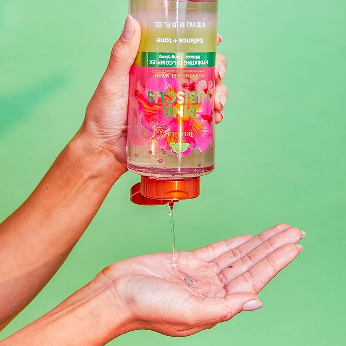 Tree Hut Pink Hibiscus Foaming Gel Wash, Hydrating & Moisturizing Body Wash with Shea Butter & Nourishing Essential Oils, Daily Cleanser for Soft Smooth Skin, 18 fl oz