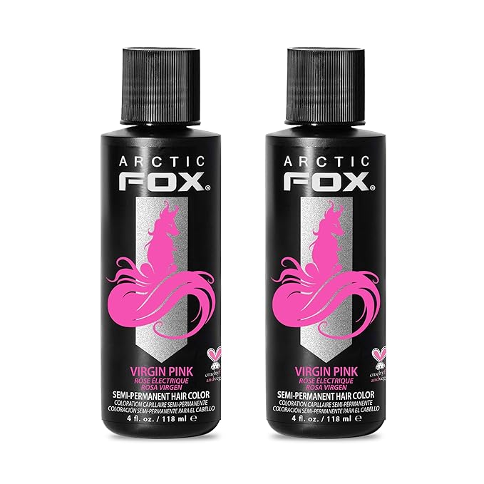 Arctic Fox Semi-Permanent Hair Dye, Vegan & Cruelty-Free, Vibrant Hot Pink Color, Ammonia-Free, Peroxide-Free, Conditioning Formula, for All Hair Types, Virgin Pink, 4 fl oz (Pack of 2)