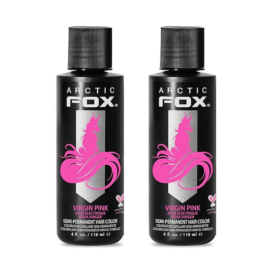 Arctic Fox Semi-Permanent Hair Dye, Vegan & Cruelty-Free, Vibrant Hot Pink Color, Ammonia-Free, Peroxide-Free, Conditioning Formula, for All Hair Types, Virgin Pink, 4 fl oz (Pack of 2)