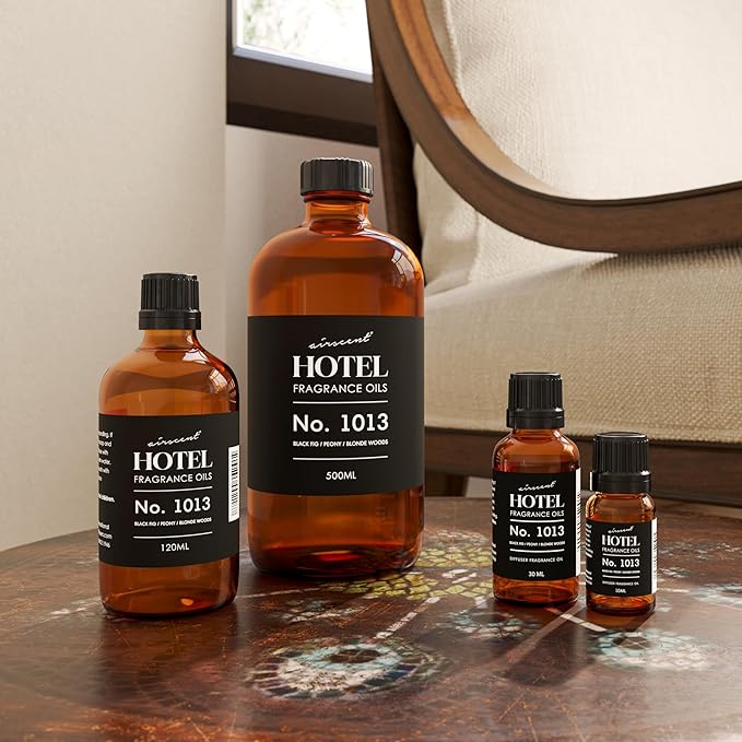 AirScent Hotel Diffuser Oil No. 1013 - Black Fig Peony Blonde Woods - Hotel Scent Dupe - Premium Fragrance Oil for Ultrasonic and Waterless Diffusers and Crafting - 500 mL, 16.9 fl oz Glass Bottle