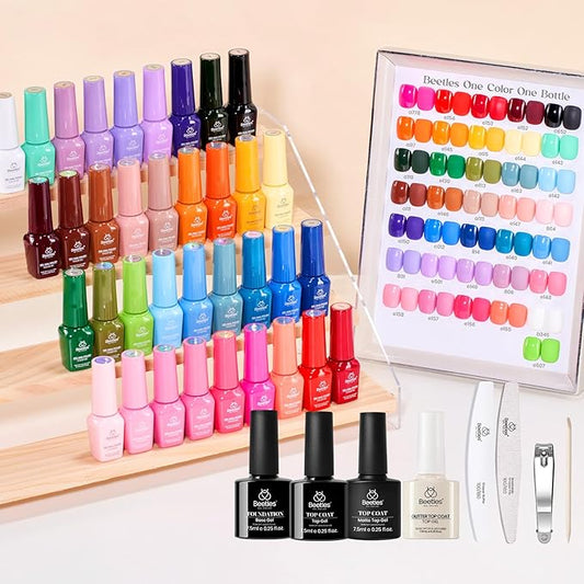 Beetles Winter Gel Polish Set – 36 Color Yellow Brown Pink Red Gel Polish Kit with Base Coat Glossy Matte Glitter Top Coat Soak Off UV LED Gel for Nail Art Manicure Salon DIY Gift for Women