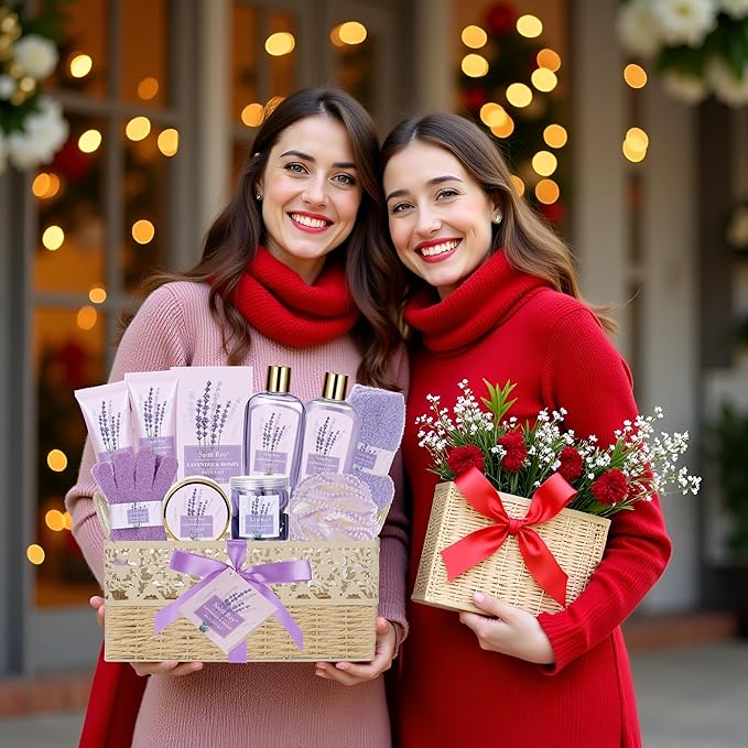 Christmas Gift Basket Set for Women - 13-Piece Bath & Body Gift Set, Spa Gift Basket, Bath Collection | Birthday Gift, Mothers Day Gifts for Mom, Perfect Present for Her & Mom All Occasions