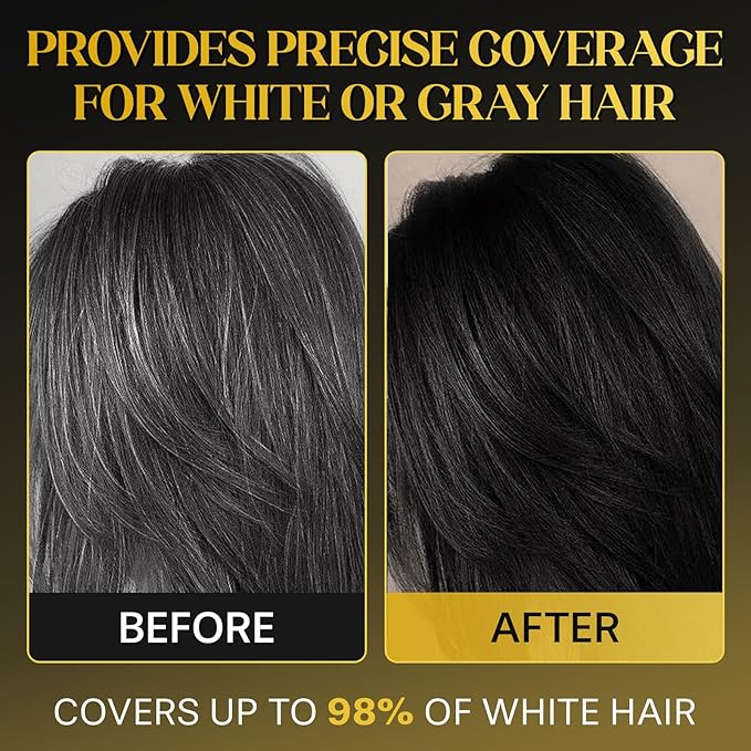 2 Pcs 2-In-1 Hair Color Stick & Comb To Temporarily Cover Gray Roots and Scattered White Hairs for Women & Men (Black)