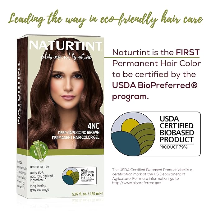 Naturtint 4NC Deep Cappuccino Permanent Hair Color (Pack of 1), Ammonia Free, Vegan, Cruelty Free, up to 100% Gray Coverage, Long Lasting Results (Packaging may vary)