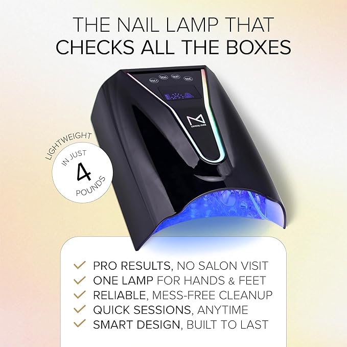 M - Crystal Cure 128W UV Nail Lamp - Fast Curing Nail Light with 45 Powerful 365nm+405nm LEDs - Cordless, Rechargeable, Auto Sensor - UV Light for Gel Nails for Manicures & Pedicures (Black)