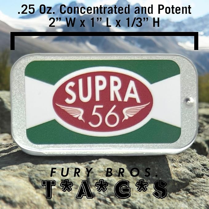 FURY BROS. TAGS Men’s Solid Cologne | Supra 56 | Sandalwood Patchouli Cedar | Beeswax Grapeseed Oil Fragrance | Made in USA | Travel Size .25 oz