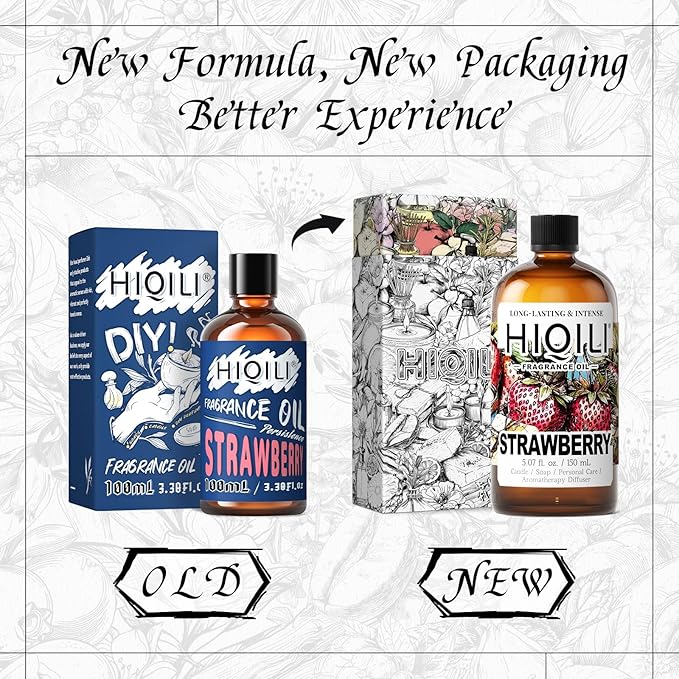 HIQILI Strawberry Fragrance Oil for Diffuser Use, Great for Candle, Soap, Body Butter Making, DIY Fruity Scent Perfume - 5.07 Fl Oz