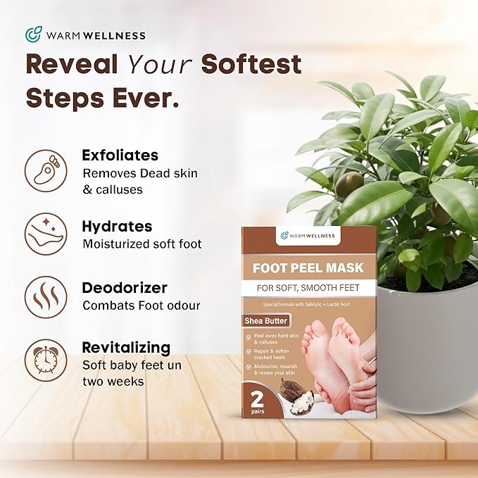 Foot Peeling Mask – Lavender Exfoliating Treatment Booties for Callus Removal & Renewal of Dry, Cracked Feet – Dermatologist-Inspired Moisturizing Spa Therapy for Men & Women (Shea Butter 2 Pairs)