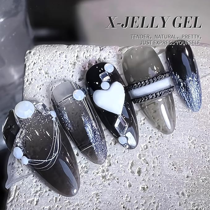 Born Pretty Jelly Black Gel Nail Polish Translucent Halloween Spider Nail Gel Soak Off Hema-Free Gel Polish U V Light Cure for Nail Art DIY 15ML