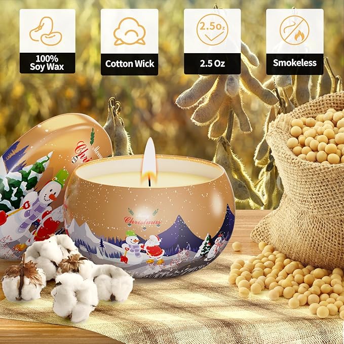 Christmas Gift Sets, Primevolve Scented Candles of 12 Bulk Home Aromatherapy Candles with Fragrances, Gift for Women, Candlelight Dinner Spa Bath