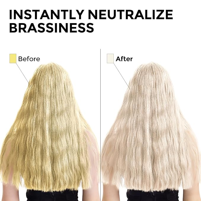 Bye Bye Yellow Purple Shampoo, Neutralizes Brass & Yellow Tones, Sulfate Free, For Color Treated, Blonde, Bleached, Highlighted Brown or Silver Hair, 11. 83 Fl Oz