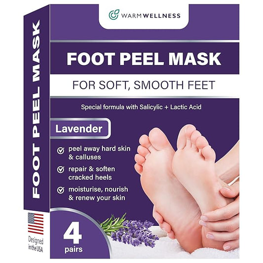 Foot Peeling Mask – Lavender Exfoliating Treatment Booties for Callus Removal & Renewal of Dry, Cracked Feet – Dermatologist-Inspired Moisturizing Spa Therapy for Men & Women (Lavender 4 Pairs)