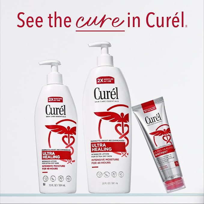 Curel Ultra Healing Ointment, Healing Ointment with Touch Free Applicator, Body and Face Moisturizer for Women and Men, 4 Oz