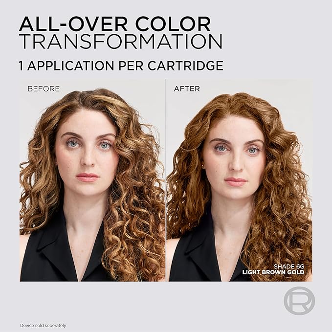 L'Oreal Paris Colorsonic Permanent Hair Dye Cartridge, Vibrant Hair Color for Root Touch Up, Gray Coverage or All Over Color in just 5 Minutes, 6G Light Gold Brown (Coloring Device Sold Separately)