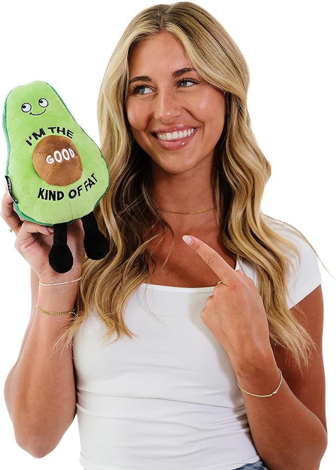 Punchkins Avocado Plushie - I'm The Good Kind of Fat Funny Plush, Gift for Avocado Lovers, Cute Plush Toy for Gifting