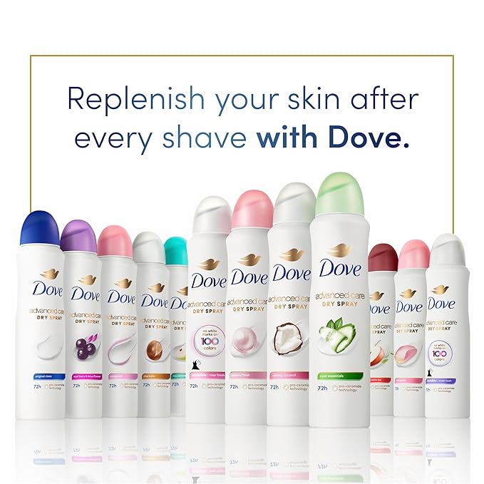 Dove Advanced Care Antiperspirant Deodorant Spray Clear Finish 3 Count Invisible antiperspirant deodorant tested on 100 colors 72-hour odor and sweat protection with Pro-Ceramide technology 3.8 oz