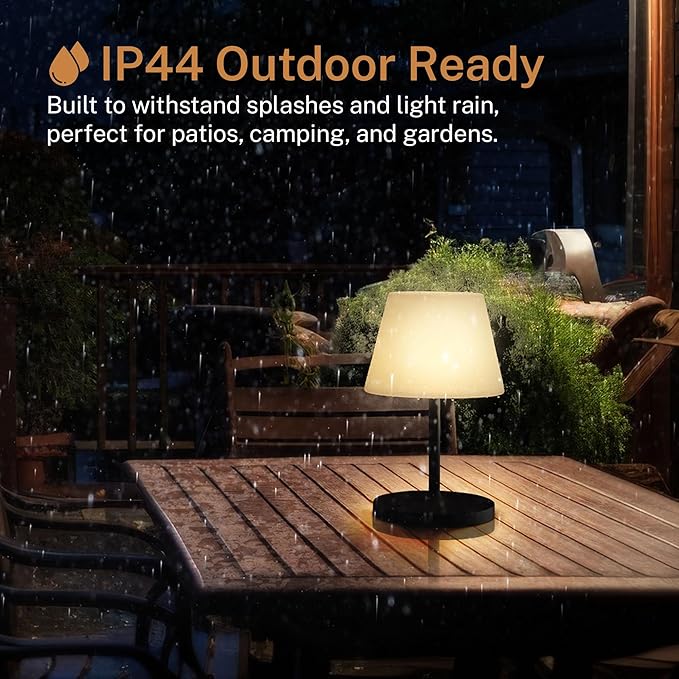 Cordless Lamp, 5000mAh Battery Operated Rechargeable Table Lamp with Power Bank, Touch Dimmable 3 Color Temperatures, IP44 Waterproof Shower Lamp for Kitchen, Bathroom, Indoor Or Outdoor Use 9.6in