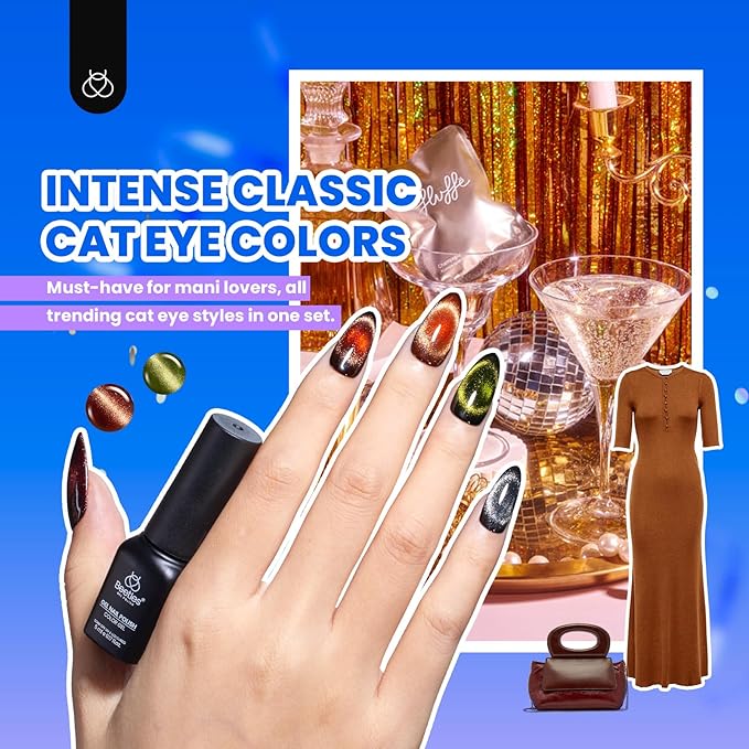 Beetles Cat Eye Gel Nail Polish Set - 20 Colors Nude Pink Green Blue Purple Brown Black Cat Eye Nail Polish Kit with Magnet Base Coat Glossy Matte Top Coat Soak Off UV Salon DIY Gift for Women